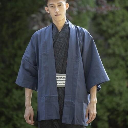 Kimono Cardigan Men Haori Kimonos Karate Samurai Costume Kimono Japones Traditional Japanese Mens Clothing Male Yukata KK3197