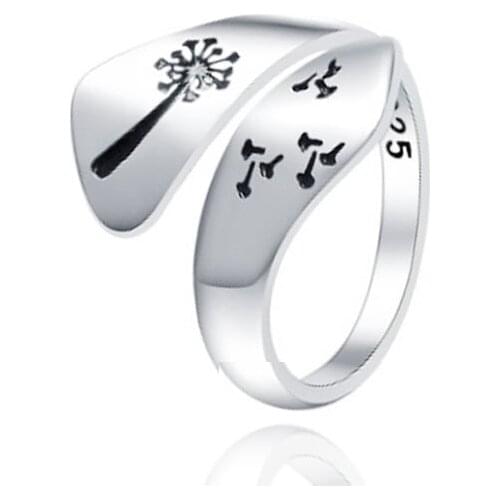 Fashion Handmad Dandelion Flowers Ring Opening Resizable Rings For Artistic Design Retro Men Grilfriend Party Gifts Кольцо