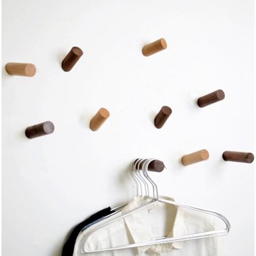 Nordic Solid Wooden 6/8/10cm Length Wall Creative Hooks Wooden Clothes Durable Wall Of Modern Minimalist Clothes Hanger Hook