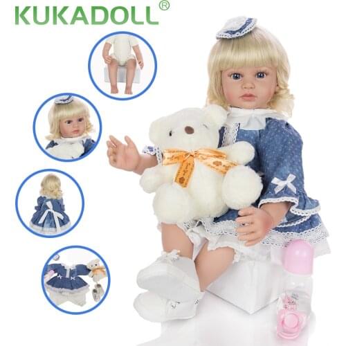 KUKADOLL Reborn Babies Dolls 24 Inch Cloth Body Soft Silicone Limbs Boneca Bebe Reborn Princess Doll For Child Birthday Present