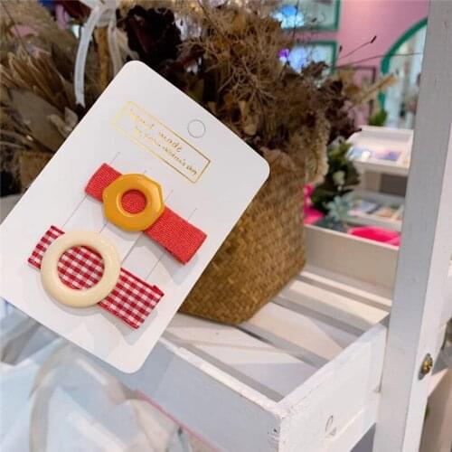 2020 Korean Cloth Plaid Hair Clip Set Japanese Simple Child Hair Clip Hair Accessories