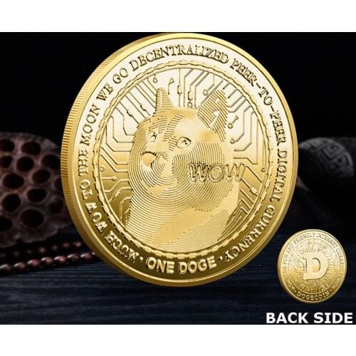 New Beautiful WOW Gold Plated Dogecoin Commemorative Coins Cute Dog Pattern Dog Souvenir Collection Gifts
