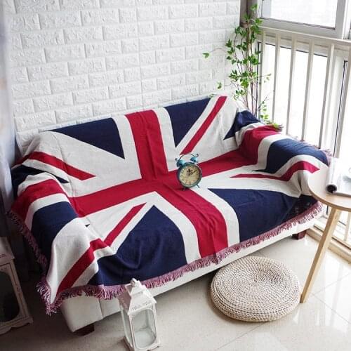 British Rice Flag Sofa Cover Throw Blanket Office Shawl Blanket Leisure Air Conditioning Blankets Multi-function Big Sofa Towel