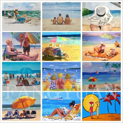 Full Square/round Diamond Painting Beach Hoilday Scenery 5D Diamond Embroidered Cross Stitch Kits Cartoon Wall Art Pictures