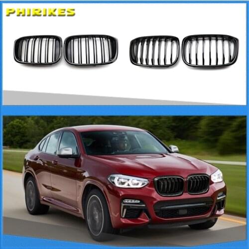 1 Pair Front Grille Kidney Grill 1 Slat For BMW G01 G02 G08 X3 X4 2018 2019 2020 Car Styling Gloss Matte black Racing Grills