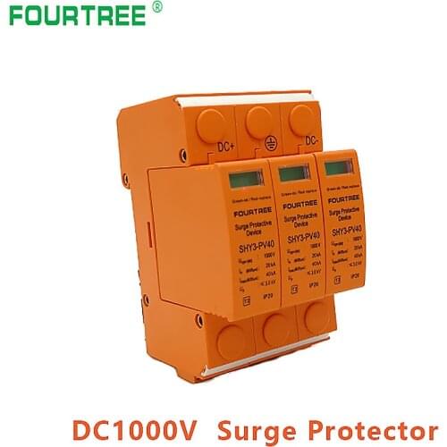 SPD 3P 20~40KA 1000V DC Surge Protector Arrester Device Household Switch Solar Power System PV Combiner Box Din Rail