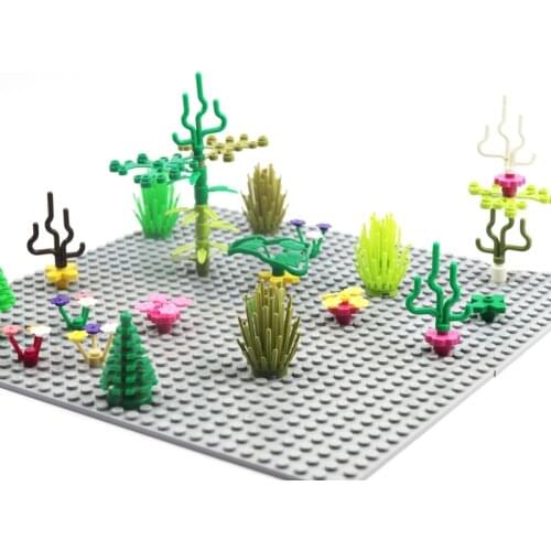 Building Blocks Replace Parts Garden Tree Plants Grass Bush Jungle MOC WW2 Military Bricks Toys For Kids Compatible Small Blocks