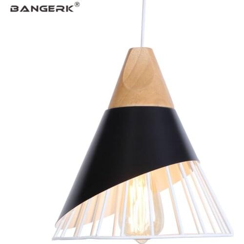 Modern Iron Wood Hanging Lights Industrial Wind LED Pendant Lamp Loft Decor Dining Room Bar Home Lighting Droplight Luminaire