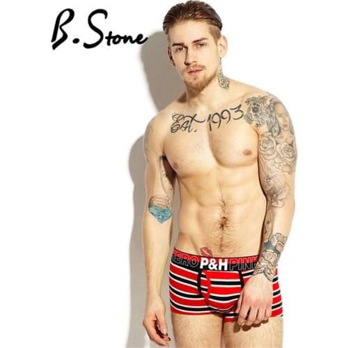 4 Pieces Sexy Cotton Mens Boxer Shorts Famous Brand Striped Xplosion Rhythm Stripe Yarn Dyed Cotton Mens Underwear Underpants