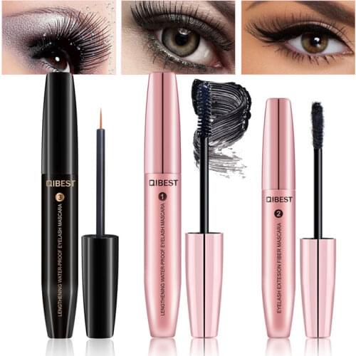 New Fiber 4D Mascara Set Thick And Long Grafting Eyelash Growth Liquid Waterproof Long-lasting Easy To Move Women Cosmetics
