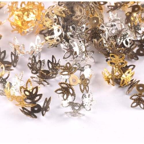 100pcs Vintage 3 Colors Flowers Blank Setting Filigree Wraps Connectors Charm Findings For Jewelry Making 12.5mm YKL0757