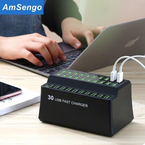 For iPhone X XR Samsung S10 Huawei Mate 30 Pro 180W multi 30 usb charger station Ports Fast Charge Station Multi USB Charger