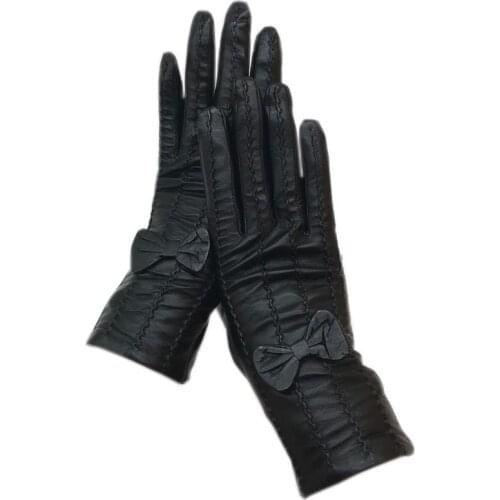 Gloves 2020 new style ladies sheepskin black leather fashion winter warmth beautiful free shipping genuine leather driving outdo