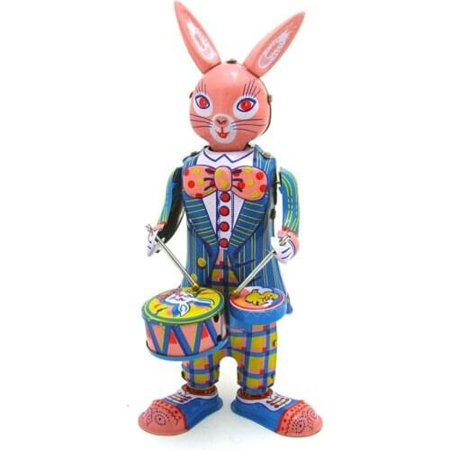 1 Pcs Cute Rabbit Retro Easter Iron sheet Home Coffee shop Office Decoration Hare Animal Figurine Craft Bunny Ornament