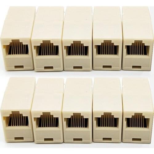 10PC RJ45 8Pins Network Ethernet Lan Cable Joiner Bilateral Coupler Connector