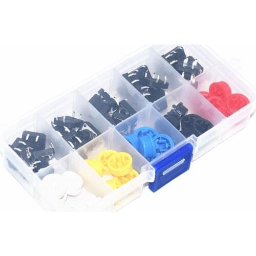 25PCS Tactile Push Button Switch Momentary 12*12*7.3MM Micro switch button + 25PCS Tact Cap(5 colors)