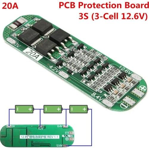 3S 20A Professional Li-ion Lithium Battery 18650 Charger PCB BMS Protection Board For Drill Motor 12.6V Lipo Cell Module