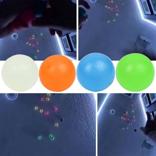 4.5cm Stick Wall High Bounce Luminous Balls Ball Stress Relief Squash Luminous Sticky Target Balls Fidget Toy Kids Gift