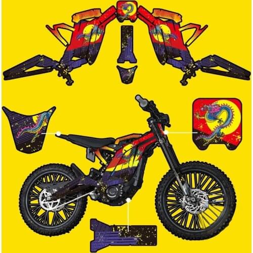 For SUR-RON Light Bee S & Light Bee X Off-Road Motorcycle Accessories 3MM Body Sticker Full Set China Dragon Black Decals