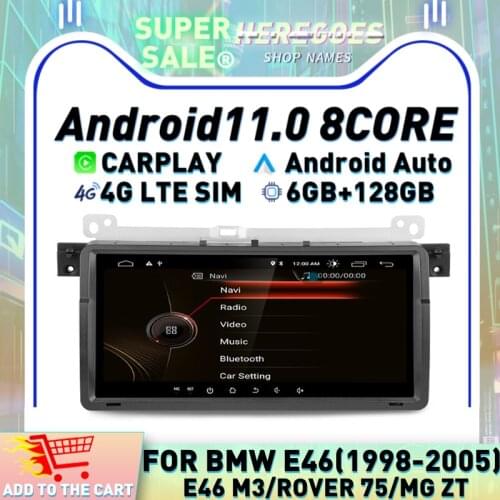 Carplay 8.8" 6G+128GB Android 10.0 Car DVD Player GPS Navigation 4G LTE RDS Radio For BMW 3 E46 318/320/325/330/335 M3 1998-2005