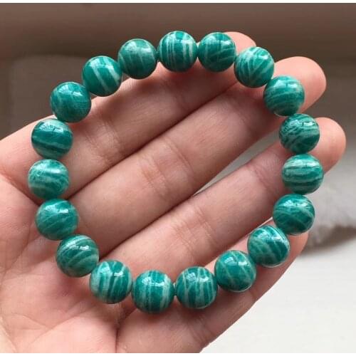 Genuine Natural Green Amazonite Bracelet Russia 8mm Women Men Stretch Gemstone Round Beads Crystal Bracelet Jewelry AAAAAA