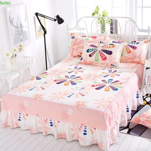 Bed Skirt Mattress Cover One-Piece Dustproof Protective Cover Fitted Sheet Non-Slip