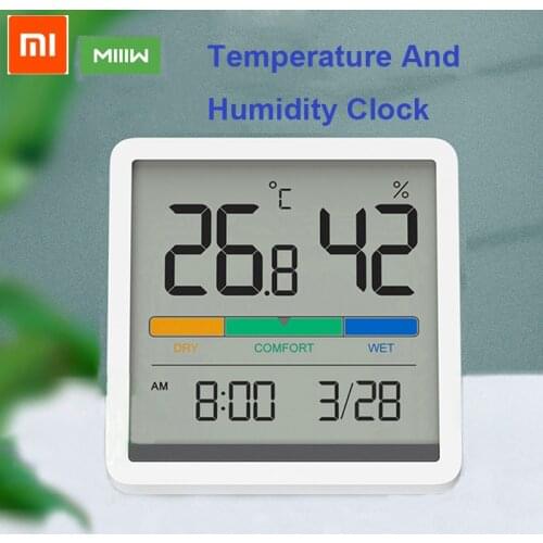 Miiiw Mute Temperature And Humidity Clock Home Indoor High-precision Baby Room C/F Temperature Monitor 3.34inch Huge LCD Screen