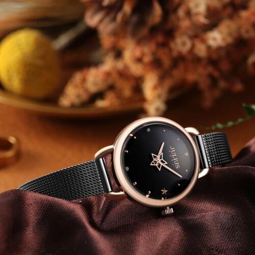 Rotate Star Julius Lady Womens Watch Japan Quartz Elegant Fashion Hours Clock Dress Bracelet Chain Girls Birthday Gift Box