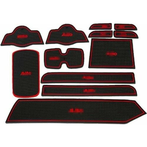 For Suzuki Alto 09-2014 Non-slip Interior Door Cup Holder Rubber Mats Red Line
