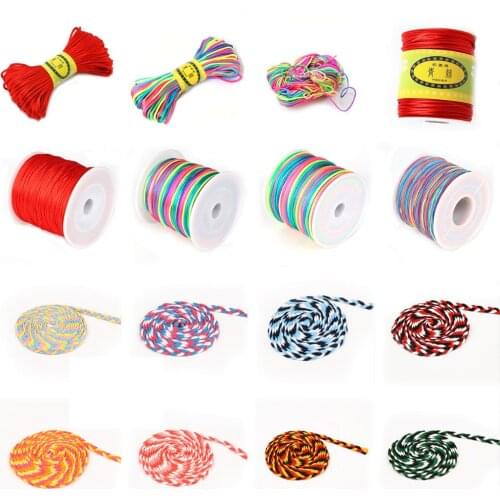 New Hot Selling 28 styles Stretch Cord Rubber Rope Nylon Bracelet Beads Strings Hair Strips Accessory DIY Cotton Twisted Cord