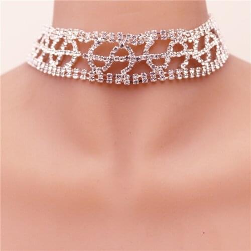 European Style Women Bundle Neck Dollar Sign Necklace Fashion Jewelry Punk Hip Hop Choker Necklace Inlay Rhinestone Collar Gift