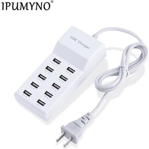 IPUMYNO 10 Port 10A US EU UK Plug Multiple Wall USB Charger Smart Adapter Mobile Phone Tablet Charging Device For iPhone Samsung