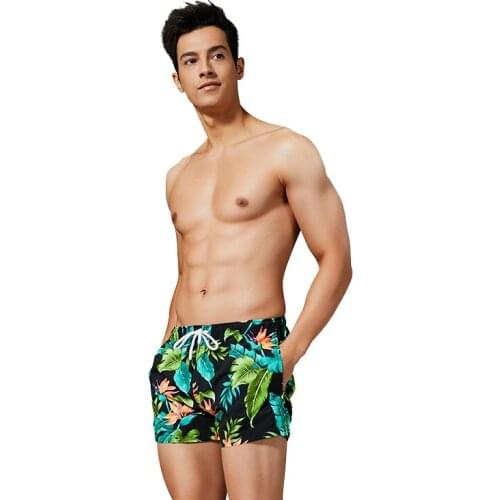 A136 floral print men board surfing shorts summer leisure beach shorts swimwear men swimsuit sunga pool swim brief bathing suit