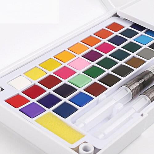 12/18/24/36 Colors Portable Travel Solid Pigment Watercolor Paints Set With Water Color Brush Pen For Painting Art Supplies