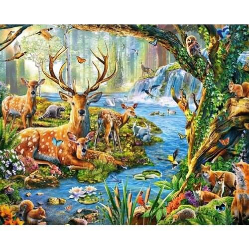 Cross Stitch Kits Forest Animal Sika Deer Needlework Embroidery Crafts 14CT Unprinted DIY Arts Handmade Home Decor