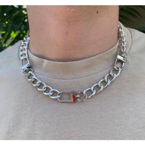 New Multi-purpose Personalized Hip Hop Necklace Buckle Stitching Metal Thick Chain European and American Necklace Bracelet