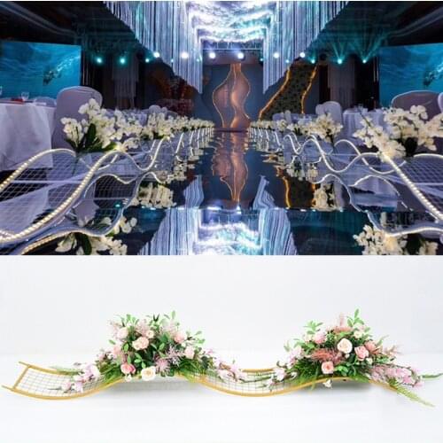 New Wedding Props Big Wave Road Lead Stage Decor Wedding Wrought Iron S-shaped Wave Road Lead Tgrid Path Iron Shelf Flower Stand