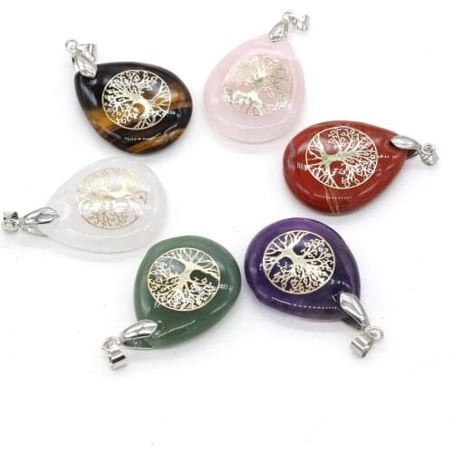 Charms Natural Tiger Eye Stones Green Aventurines Pendant Fine Water Drop Shape Pendant for Jewelry Necklace Accessories 25x32mm