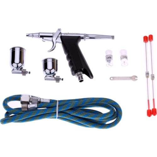 KKmoon Professional Double Action Pistol Trigger Airbrush Set with Hose 3 Tips 2 Cups for Art Painting Manicure Spray Model