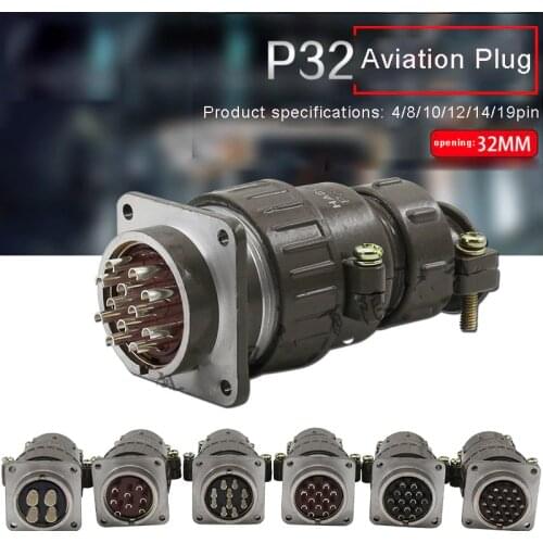 P32 Aviation Connector Plug Socket 4pin 8pin 10pin 12pin 14pin 19pin 32M Metal Round Connectors for Industrial Equipment