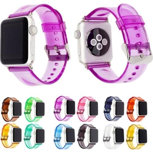 Waterproof Clear TPU Watch Band for Apple Watch Strap 38/40mm 42/44mm Jelly Bracelet Watchband for Iwatch Series 1 2 3 4 5 6 SE