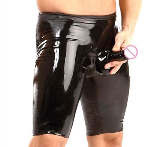 Sexy Faux Leather Mens Tight Underwear Shorts Panties Open Penis Pouch Elephant Trunk Fetish Night Clubwear Male Sexy Lingerie