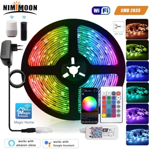 WIFI Smart LED Light Works With Alexa and Google Assistant RGB 2835 Strip Lights IP65 Tape 16 Million Colors For Bedroom Party