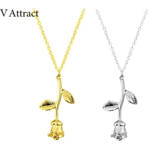 V Attract 2018 Maxi Choker Simple Link Chain Statement Necklace Boho Jewelry Gold Rose Flower Charm Necklaces Women