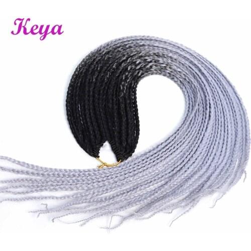 Crochet Ombre Box Braids 24 Inch Synthetic Crochet Hair Extensions 24 Strands Heat Resistant Fiber Pink Hair Blue For Women