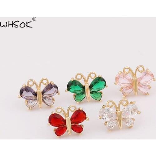 WHSOK 40Pcs 11*16MM Jewelry Accessories/Earring Findings/Colored/DIY Making/Butterfly Shape/Hand Made/Crystal Earrings Stud
