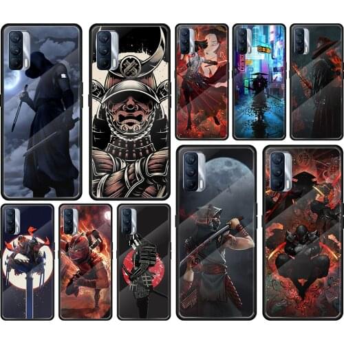 Japan Samurai Ninja Tempered Glass Cover For Realme 7 7i XT C3 6 5 Pro for OPPO A9 2020 A52 Find X2 Lite Phone Case
