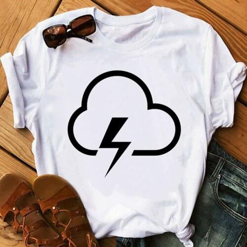 Woman cute thunderbolt tshirt Cloud flash weather icon print graphic tee tops goth punk t shirt women 2021 for clothes t shirts