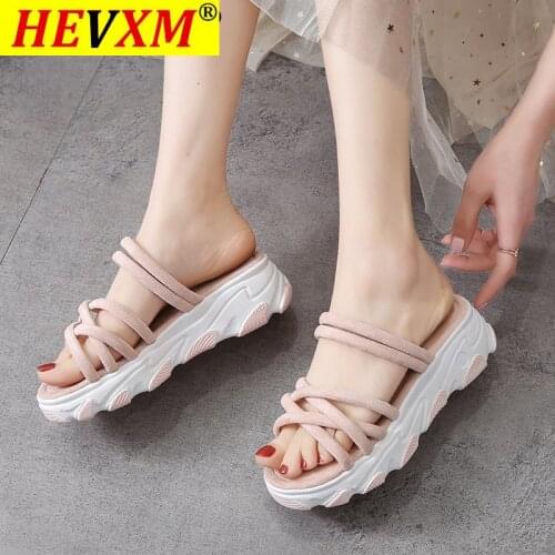 Womens platform slippers summer 2021 best-selling fashion wear pink comfortable slippers simple casual womens shoes