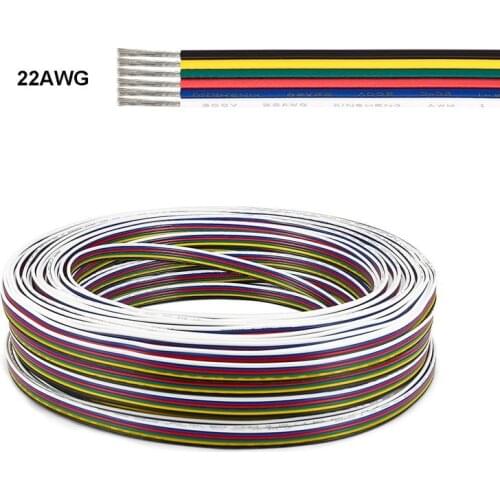 20m 6 Pin Cable SM JST RGBW LED Connector Cable 0.3mm 6 Core Electrical Copper Wires 6pin Wire For 5050RGB+CCT Strip LED Driver
